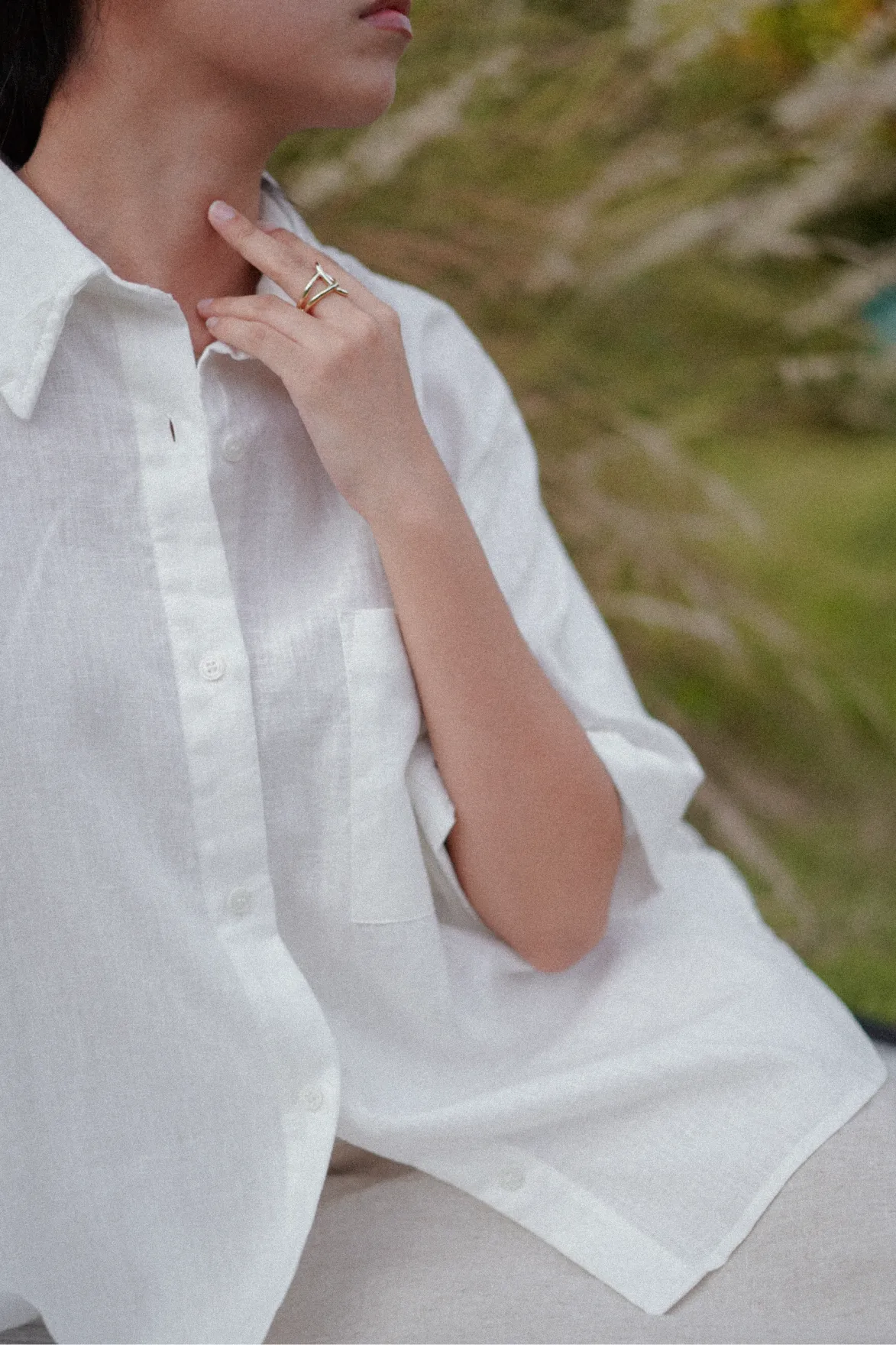 Saturday Short Sleeve Linen Shirt in White