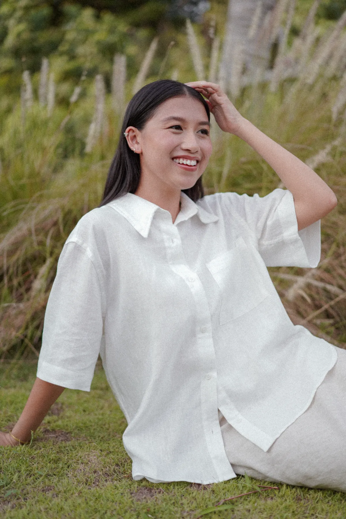 Saturday Short Sleeve Linen Shirt in White
