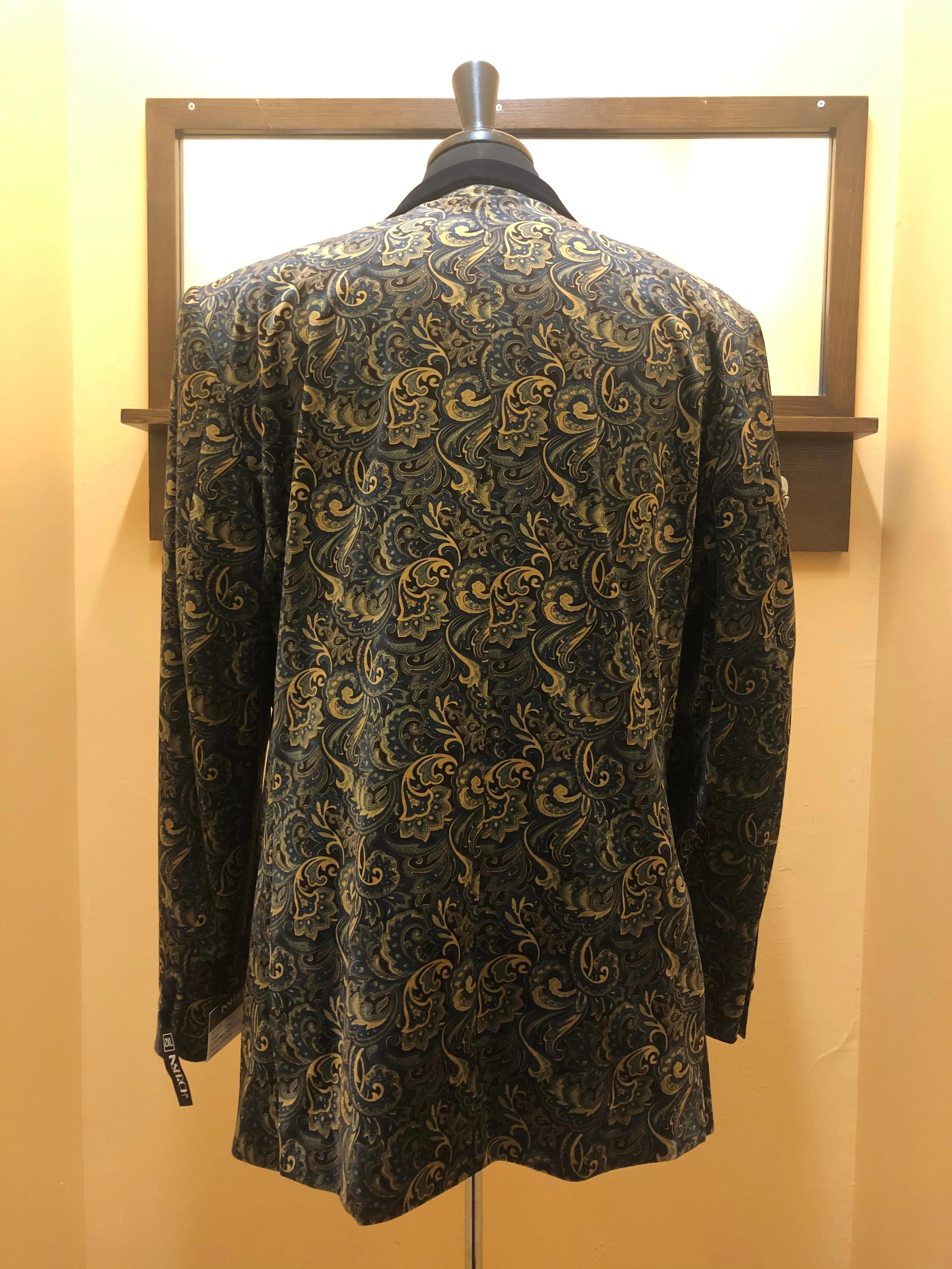 Shawl Collar Paisley Blazer with Velvet Trim