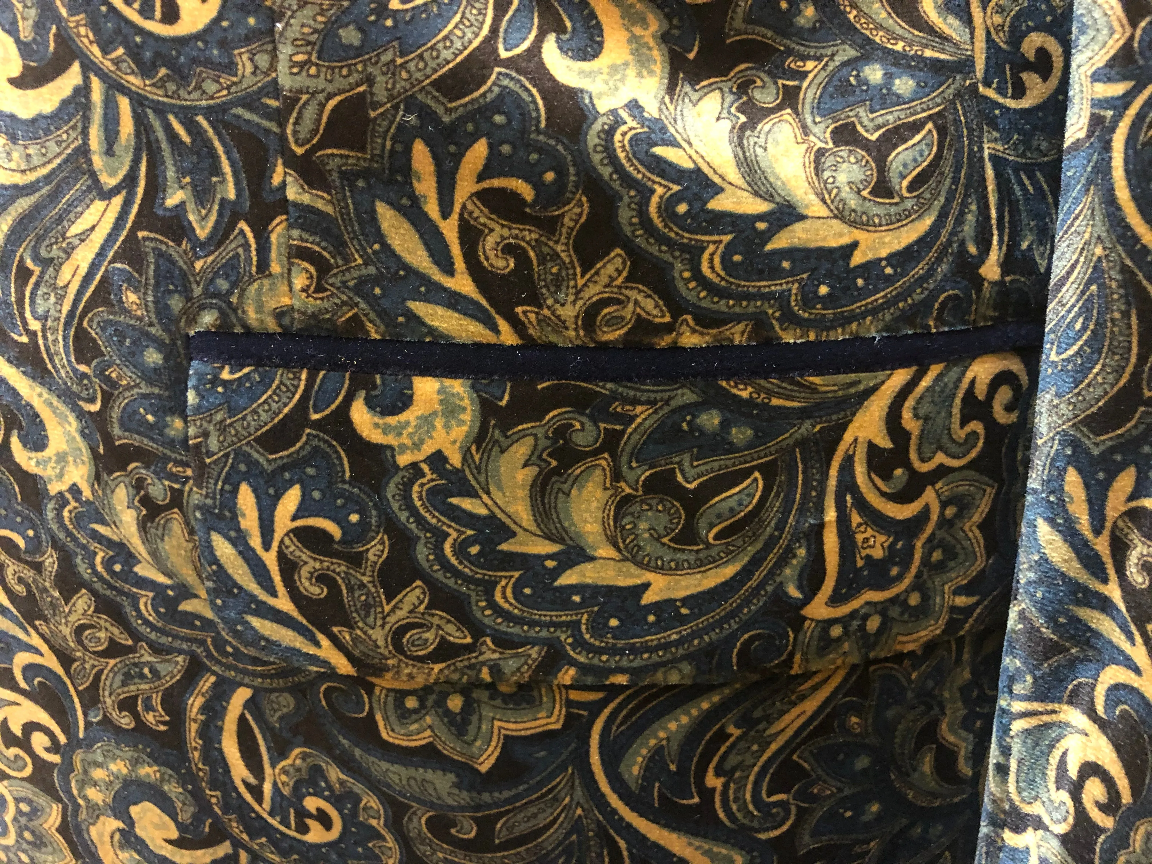 Shawl Collar Paisley Blazer with Velvet Trim