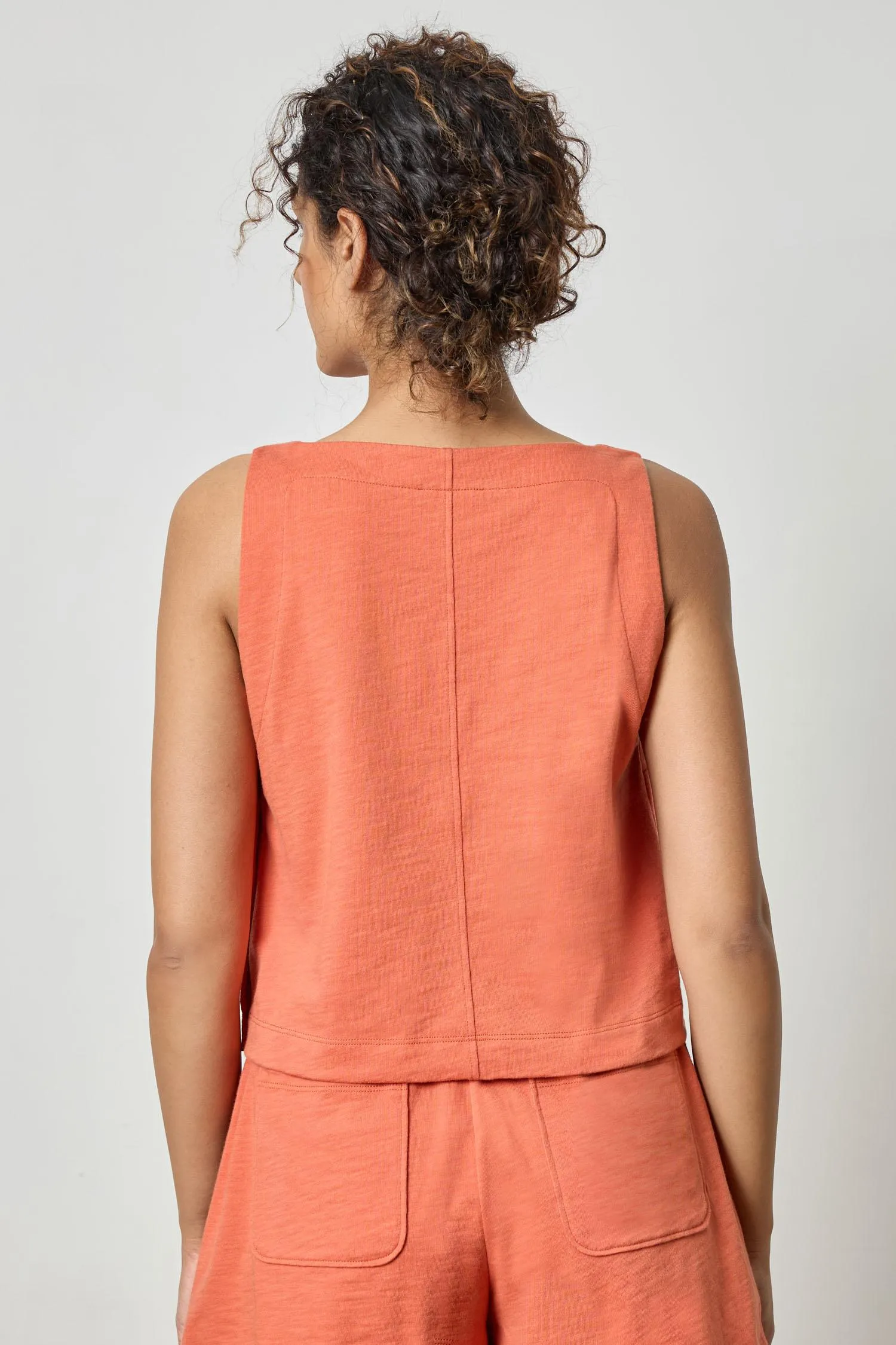 Side Button Tank - Terracotta