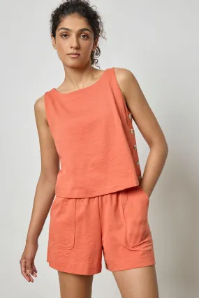 Side Button Tank - Terracotta