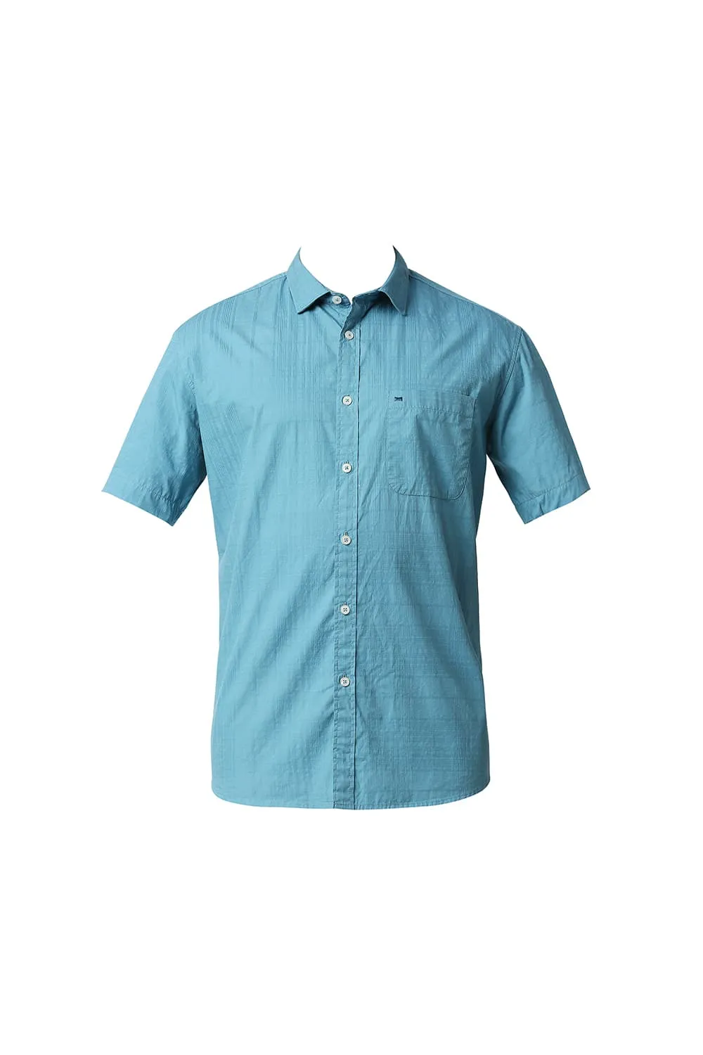 Slim Fit Dobby Checks Halfsleeves Shirt