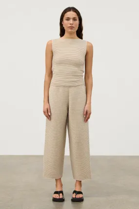 TEXTURED KNIT PANTS | NATURAL