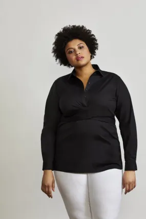 Tie-Waist Shelter Shirt in Jet Black