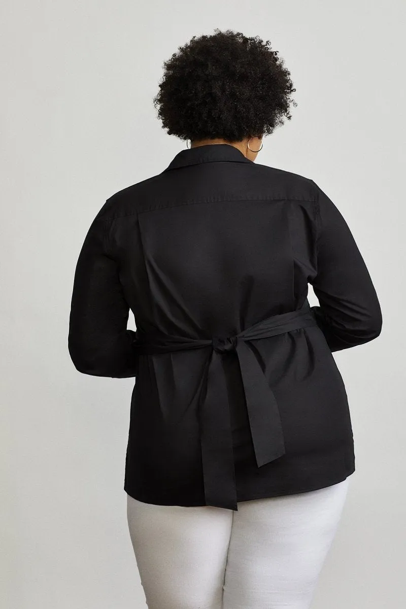 Tie-Waist Shelter Shirt in Jet Black