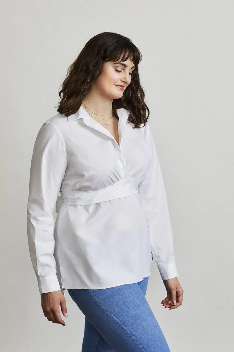 Tie-Waist Shelter Shirt in White