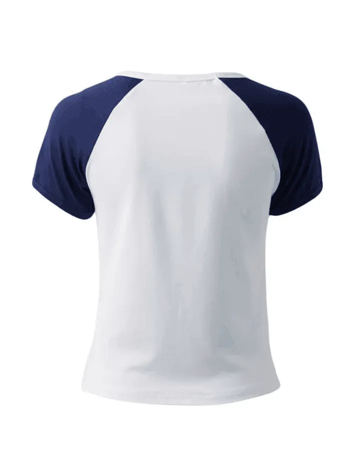 Vintage Raglan Short Sleeve Crop Top