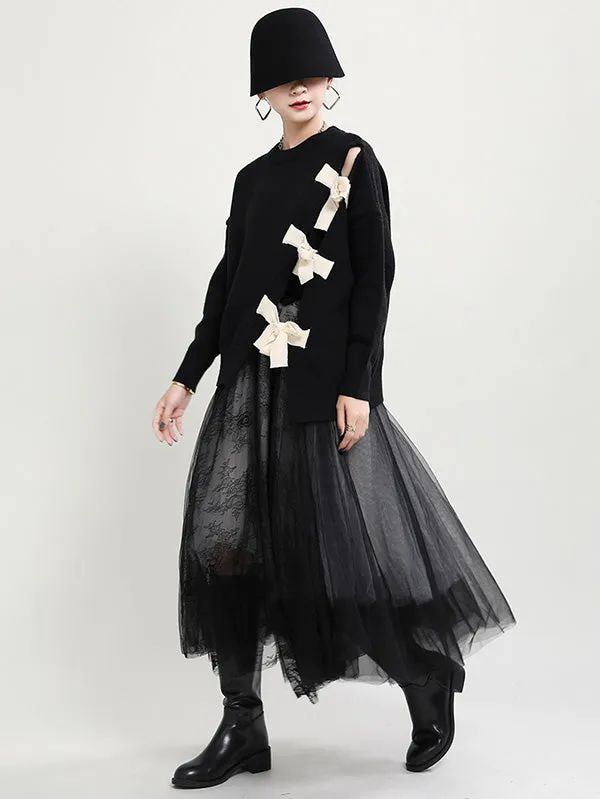 xakxx Stylish Bowknot Round-Neck Knitting Sweater