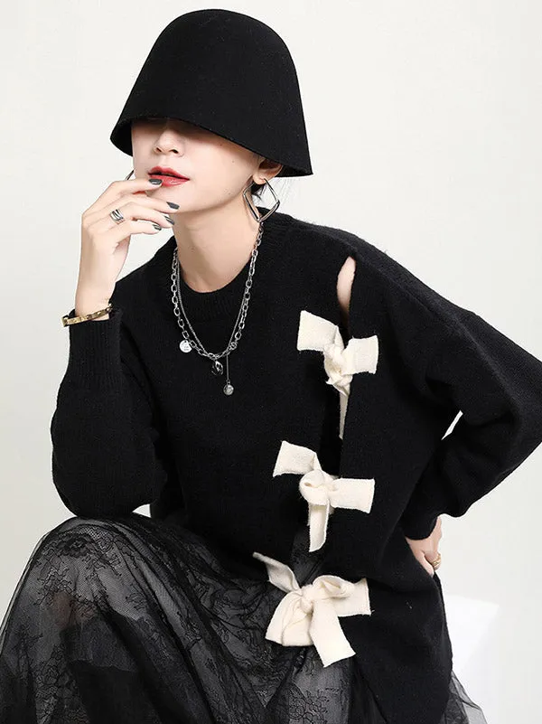 xakxx Stylish Bowknot Round-Neck Knitting Sweater