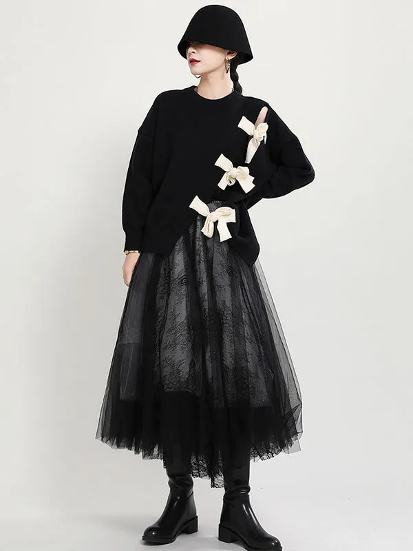 xakxx Stylish Bowknot Round-Neck Knitting Sweater