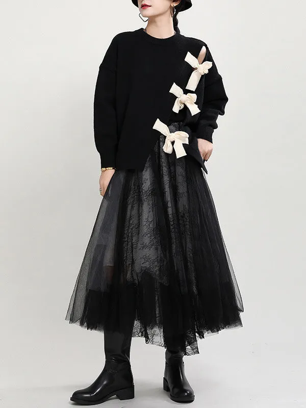 xakxx Stylish Bowknot Round-Neck Knitting Sweater