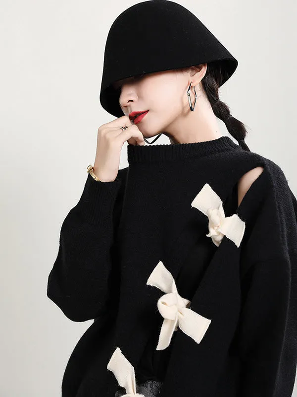 xakxx Stylish Bowknot Round-Neck Knitting Sweater