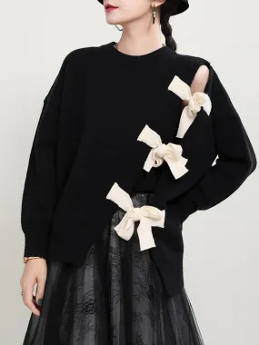 xakxx Stylish Bowknot Round-Neck Knitting Sweater