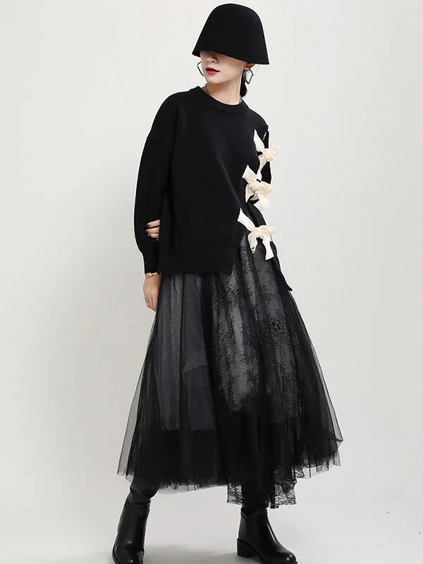 xakxx Stylish Bowknot Round-Neck Knitting Sweater