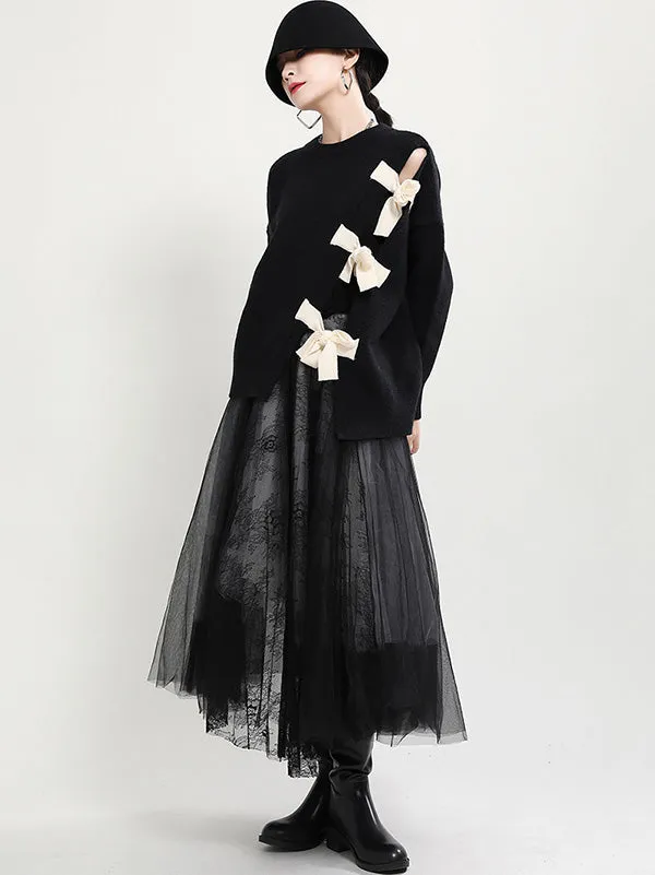 xakxx Stylish Bowknot Round-Neck Knitting Sweater