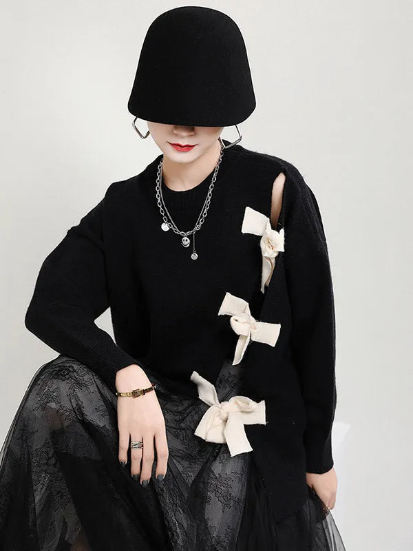 xakxx Stylish Bowknot Round-Neck Knitting Sweater