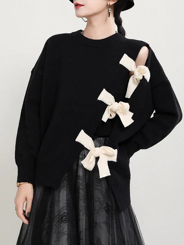 xakxx Stylish Bowknot Round-Neck Knitting Sweater